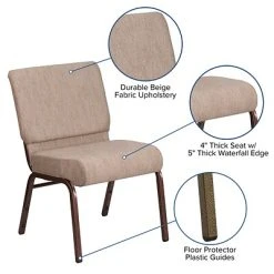 Best Sale ✨ Stacking Chairs Flash Furniture 21'' Extra Wide Beige Fabric Stacking Church Chair With 4'' Thick Seat, Copper Vein Frame ???? -Advantage Shop sp154586813 s7
