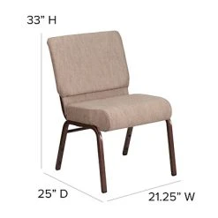 Best Sale ✨ Stacking Chairs Flash Furniture 21'' Extra Wide Beige Fabric Stacking Church Chair With 4'' Thick Seat, Copper Vein Frame ???? -Advantage Shop sp154587800 s7