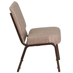 Best Sale ✨ Stacking Chairs Flash Furniture 21'' Extra Wide Beige Fabric Stacking Church Chair With 4'' Thick Seat, Copper Vein Frame ???? -Advantage Shop sp154587804 s7