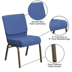 Hot Sale ???? Stacking Chairs Flash Furniture HERCULES Series 21'' Extra Wide Blue Fabric Stacking Church Chair With 4'' Thick Seat, Gold Vein Frame ???? -Advantage Shop sp154587898 s7