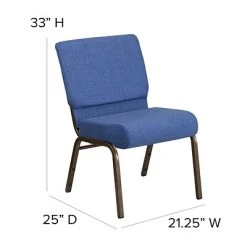 Hot Sale ???? Stacking Chairs Flash Furniture HERCULES Series 21'' Extra Wide Blue Fabric Stacking Church Chair With 4'' Thick Seat, Gold Vein Frame ???? -Advantage Shop sp154587899 s7