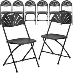 Hot Sale ❤️ Folding Chairs Flash Furniture HERCULES Series 800 Lb. Capacity Plastic Fan Back Folding Chair 8/Pack (8LEL4BK) ????