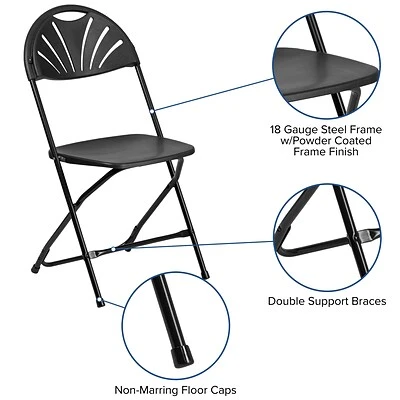 Hot Sale ❤️ Folding Chairs Flash Furniture HERCULES Series 800 Lb. Capacity Plastic Fan Back Folding Chair 8/Pack (8LEL4BK) ???? 8 Hot Sale ❤️ Folding Chairs Flash Furniture HERCULES Series 800 Lb. Capacity Plastic Fan Back Folding Chair 8/Pack (8LEL4BK) ???? - Image 6