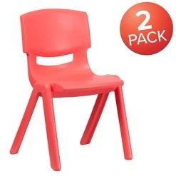 New ???? Stacking & Folding Chairs Flash Furniture Plastic Student Stacking Chair, Red, 2-Pieces (2YUYCX005RED) ???? -Advantage Shop sp155707103 s7