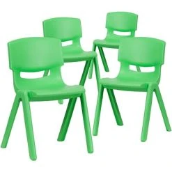 New ❤️ Stacking & Folding Chairs Flash Furniture Plastic Student Stacking Chair, Green, 4-Pieces (4YUYCX4004GREEN) ????