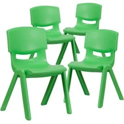 Best Sale ???? Stacking & Folding Chairs Flash Furniture Plastic Student Stacking Chair, Green, 4-Pieces (4YUYCX4005GREEN) ????