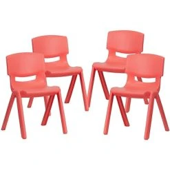 Hot Sale ???? Stacking & Folding Chairs Flash Furniture Plastic Student Stacking Chair, Red, 4-Pieces (4YUYCX4004RED) ????