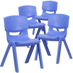Discount ✨ Stacking & Folding Chairs Flash Furniture Plastic Student Stacking Chair, Blue, 4-Pieces (4YUYCX4005BLUE) ⌛