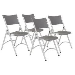 Hot Sale ???? National Public Seating Folding Chairs NPS 600 Series Heavy Duty Plastic Folding Chair, Charcoal Slate, 4 Pack (620/4) ????