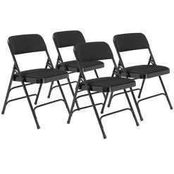 Wholesale ???? National Public Seating NPS 2300 Series Fabric Padded Triple Brace Double Hinge Premium Folding Chairs, Midnight Black/Black, 4 Pack (2310/4) ????