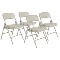 Outlet ❤️ National Public Seating NPS 1200 Series Vinyl Padded Premium Folding Chairs, Warm Grey/Grey, 4/Pack (1202/4) ????