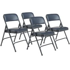 Best Pirce ⭐ National Public Seating NPS 1200 Series Vinyl Padded Premium Folding Chairs, Dark Midnight Blue/Char-Blue, 4/Pack (1204/4) ????