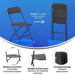 Hot Sale ???? Stacking & Folding Chairs Flash Furniture Hercules™ Plastic Big And Tall Commercial Folding Chair, Black, 4/Pack (4LEL3WBK) ???? -Advantage Shop sp181497463 s7