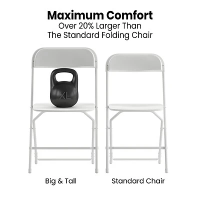 Outlet ???? Stacking & Folding Chairs Flash Furniture Hercules™ Plastic Big And Tall Commercial Folding Chair, White, 4/Pack (4LEL3WWH) ❤️ 4 Outlet ???? Stacking & Folding Chairs Flash Furniture Hercules™ Plastic Big And Tall Commercial Folding Chair, White, 4/Pack (4LEL3WWH) ❤️ - Image 2