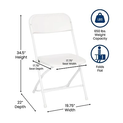 Outlet ???? Stacking & Folding Chairs Flash Furniture Hercules™ Plastic Big And Tall Commercial Folding Chair, White, 4/Pack (4LEL3WWH) ❤️ 6 Outlet ???? Stacking & Folding Chairs Flash Furniture Hercules™ Plastic Big And Tall Commercial Folding Chair, White, 4/Pack (4LEL3WWH) ❤️ - Image 4