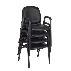 Deals ❤️ Stacking Chairs Regency Ace Vinyl Stack Chair, Black, 4/Pack (2125LBK4PK) ❤️