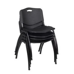 Hot Sale ???? Stacking Chairs Regency 'M' Plastic Stack Chair, Black, 4/Pack (4700BK4PK) ????