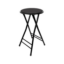 Best Sale ???? Folding Chairs Trademark Global Home 24"H PVC Folding Stool, Black (82-0827) ????