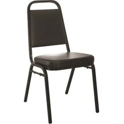Hot Sale ???? Stacking Chairs Advantage Black Vinyl-Padded Stackable Chairs 2.5" Padded Seat 50 Pack (627VINYLBBSB50) ????