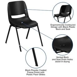 Deals ???? Stacking Chairs Flash Furniture HERCULES Plastic Shell Stack Chair, Black (RUT-EO1-BK-GG) ???? -Advantage Shop sp80658119 s7