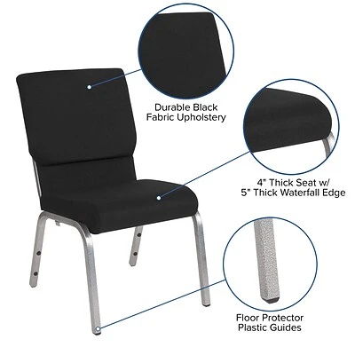 Discount ???? Stacking Chairs Flash Furniture HERCULES™ Fabric Stacking Church Chair, Black, Silver Vein Frame (XUCH60096BKSV) ???? 7 Discount ???? Stacking Chairs Flash Furniture HERCULES™ Fabric Stacking Church Chair, Black, Silver Vein Frame (XUCH60096BKSV) ???? - Image 5