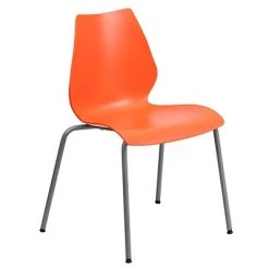 New ✔️ Stacking Chairs Flash Furniture Hercules Series Polypropylene Stackable Chair With Silver Frame, Orange ????