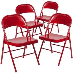 Promo ⌛ Folding Chairs Flash Furniture HERCULES Series Metal Folding Chair, 4/Pk (4BDF002RED) ????