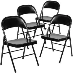 Hot Sale ✨ Folding Chairs Flash Furniture HERCULES Series Metal Folding Chair, 4/Pk (4BDF002BK) ✔️